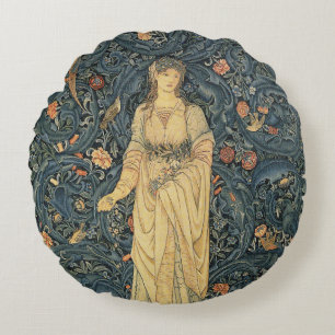 Almofada Redonda Flora antiga de William Morris