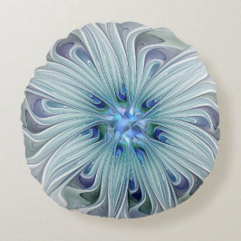 Almofada Redonda Floral Beauty Abstrato Modern Blue Pastel Flower