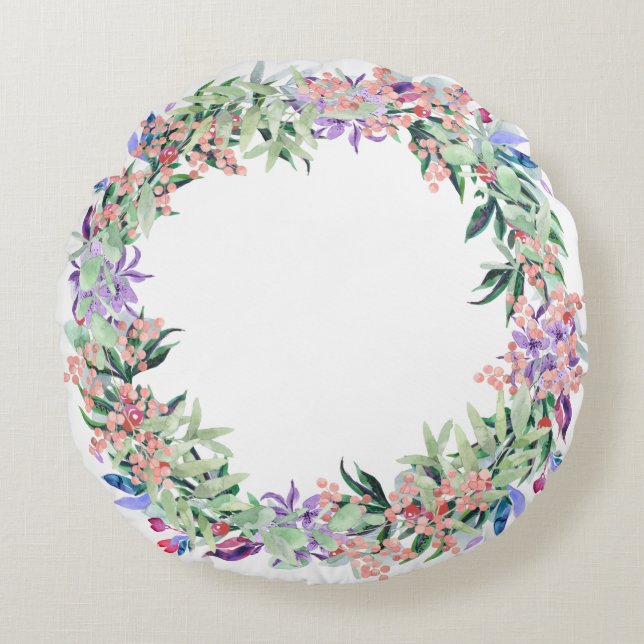 Almofada Redonda Floral Berries Wreath (Frente)