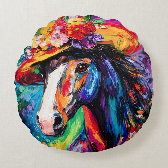 Almofada Redonda Floral Blooming Stallion (Frente)