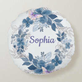 Almofada Redonda Floral Butterfly Throw Pillow