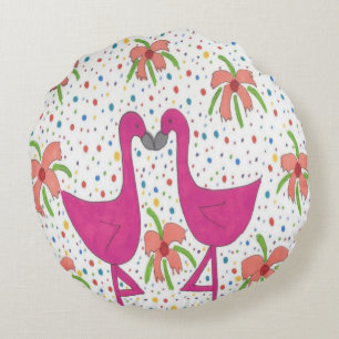 Almofada Redonda Floral Flamingo Fiesta