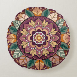 Almofada Redonda Floral Folk Mandala