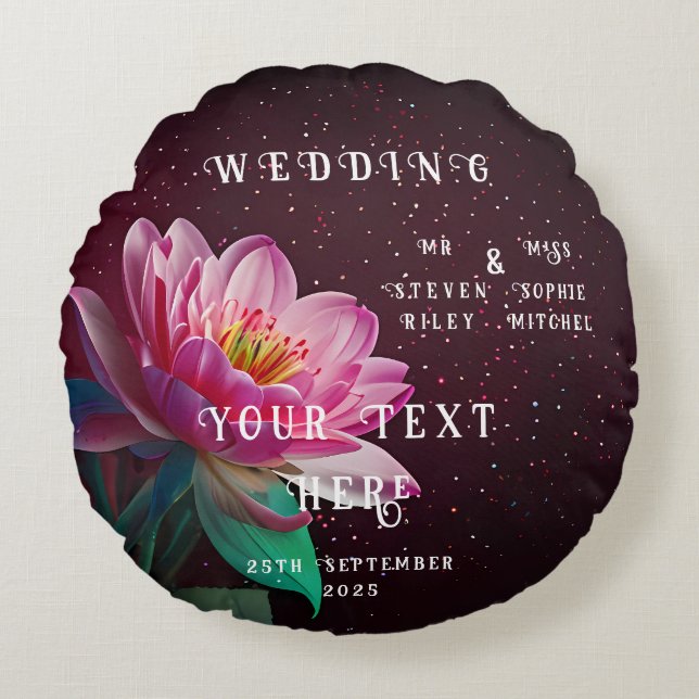 Almofada Redonda Floral Lotus Wedding Suite | Starry Night Romance (Frente)
