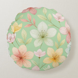 Almofada Redonda Floral Menta