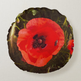 Almofada Redonda Floral Poppy Dream – Botanical Fantasy Wildflowers