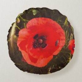 Almofada Redonda Floral Poppy Dream – Botanical Fantasy Wildflowers