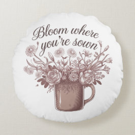 Almofada Redonda Floral Rosa Elegante