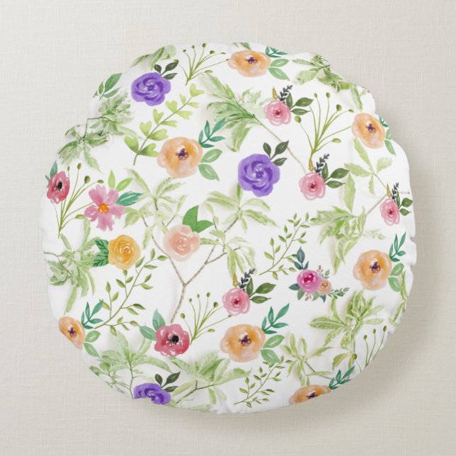 Almofada Redonda Floral Shabby Chic (Frente)