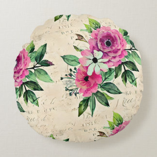 Almofada Redonda Floral Vintage Shabby Chic