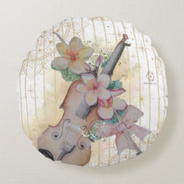 Almofada Redonda Floral Violin Boganhues Impressão