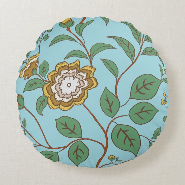 Almofada Redonda Floral Whisper Azul Verde (Frente)
