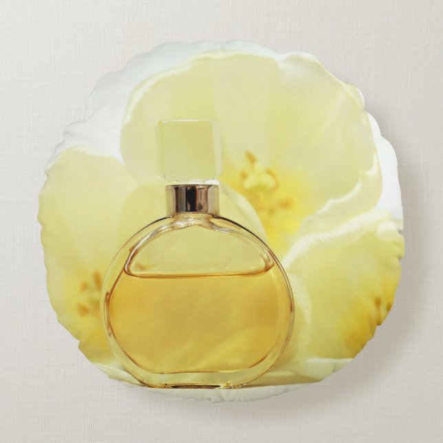 Almofada Redonda Flores Amarelas Perfume e Suaves (Frente)