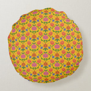 Almofada Redonda Flores, Bolinhas em Travesseiro decorativo redondo