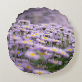Almofada Redonda Flores de Aster Roxo