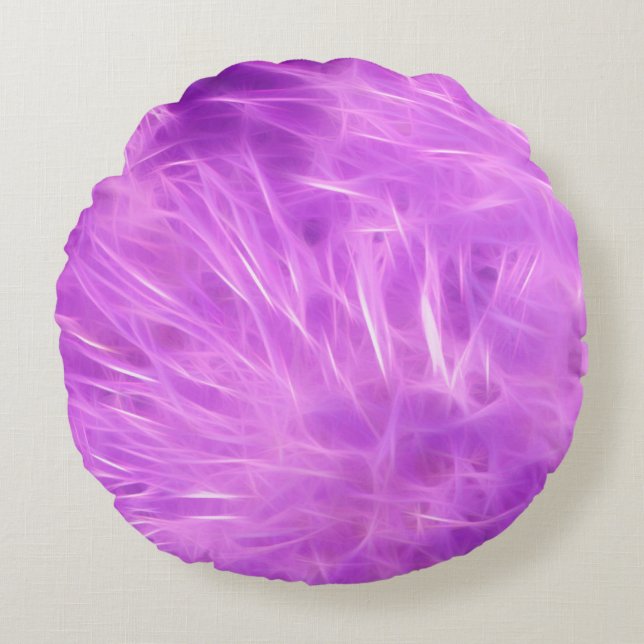 Almofada Redonda Flores de Formas Roxas Transformadas (Frente)