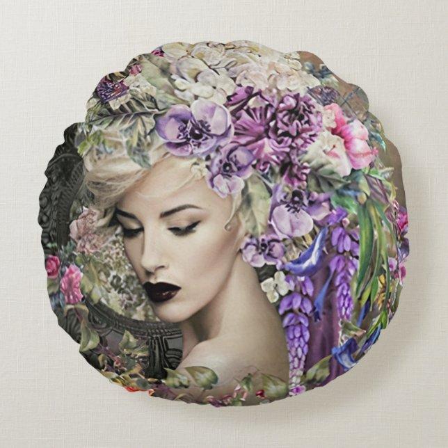 Almofada Redonda Flores de Lady (Frente)