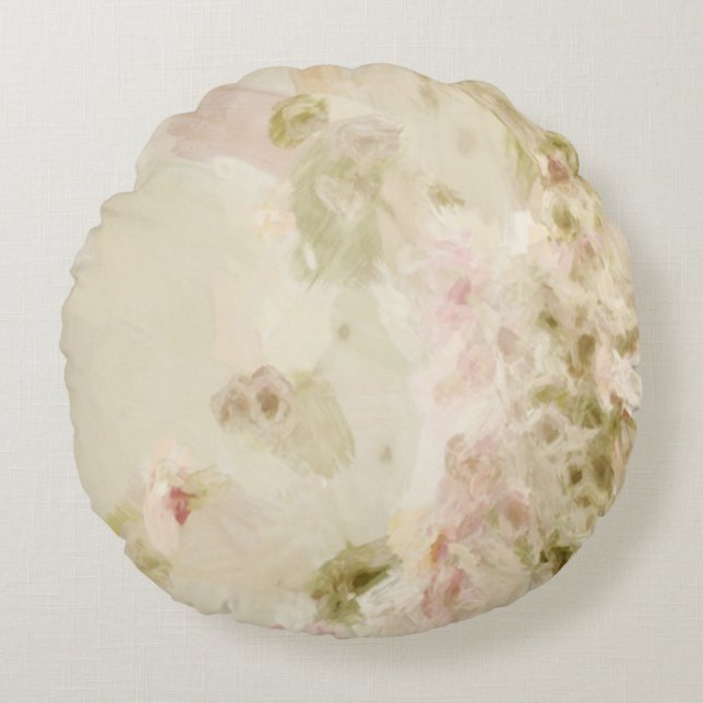 Almofada Redonda Flores de Pastel Rosa (Frente)