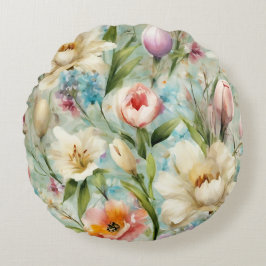Almofada Redonda Flores de primavera no Estilo do Impressionismo