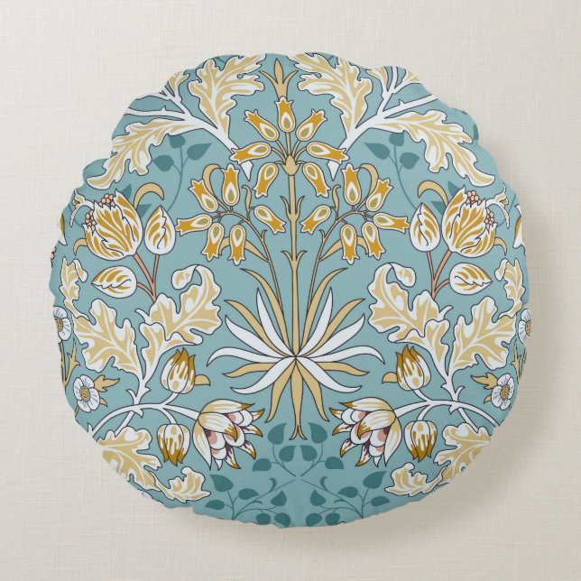 Almofada Redonda Flores e folhagem, sem descontinuidades, em li (Frente)