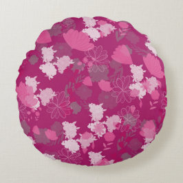 Almofada Redonda flores rosa