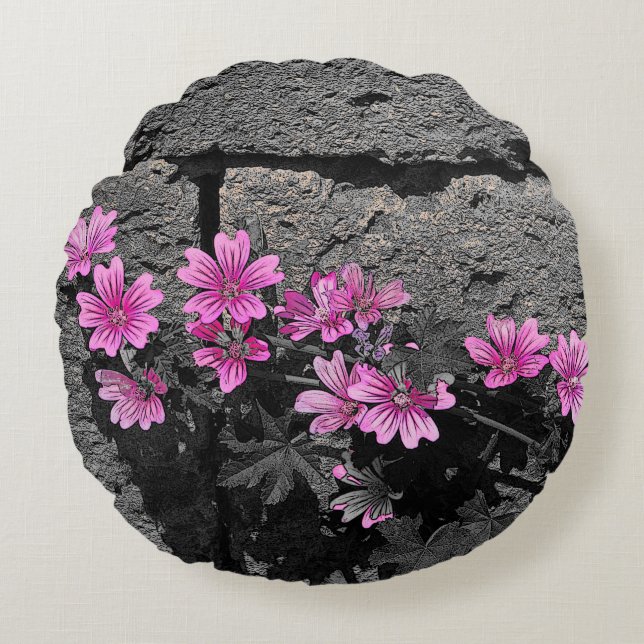 Almofada Redonda Flores roxas (Frente)