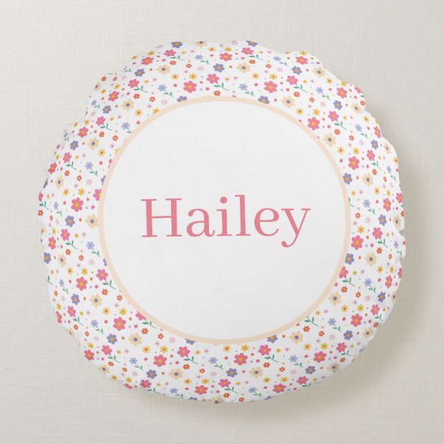 Almofada Redonda Flores Simples (Frente)