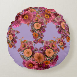 Almofada Redonda Flores Zinnia Bouquet Maureen Girard Colorido