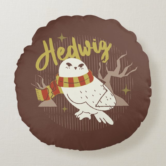 Almofada Redonda Floresta Fantástica Desenho de Hedwig (Frente)