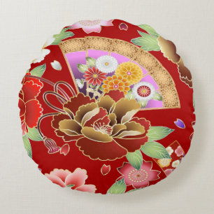 Almofada Redonda Florim japonês, fã de mão oriental