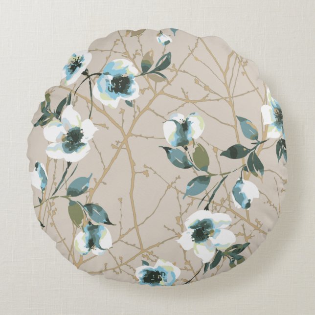 Almofada Redonda flower pattern design textile illustrationart,patt (Frente)