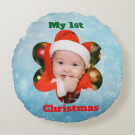 Almofada Redonda Flower Shape My 1st Christmas Photo