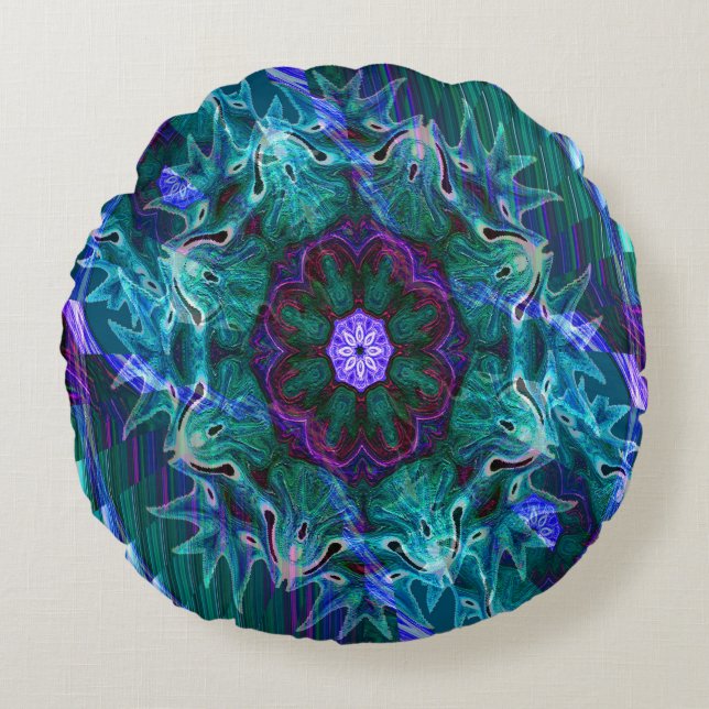 Almofada Redonda Flowering under the Sea.... (Frente)