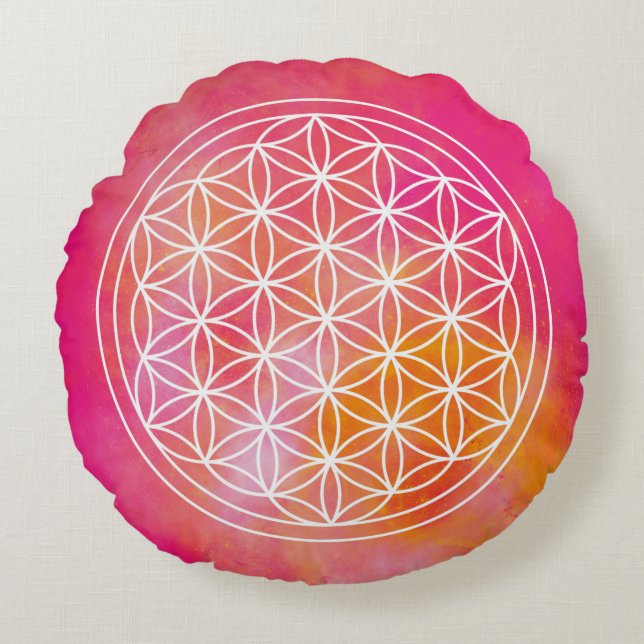 Almofada Redonda Flowers of life (Frente)