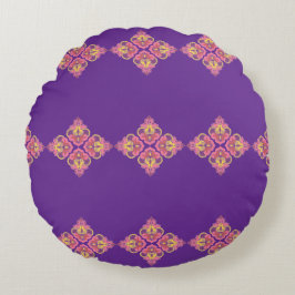 Almofada Redonda Flowers on Purple Round Pillow