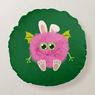Almofada Redonda Fluffy little pink rabbit monster