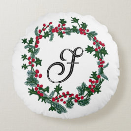 Almofada Redonda Foca de Natal com inicial personalizada