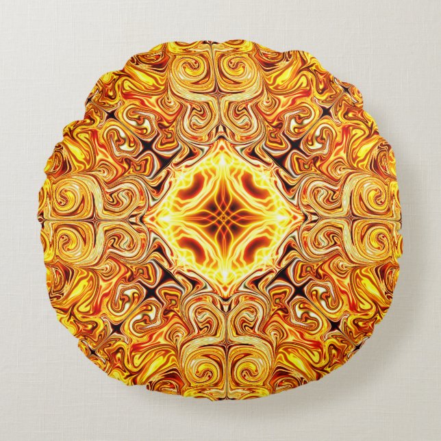 Almofada Redonda Fogo Solar (Frente)