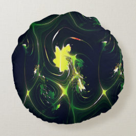 Almofada Redonda Folha abstrato metálica com traços flastim, em esc