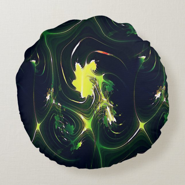 Almofada Redonda Folha abstrato metálica com traços flastim, em esc (Verso)