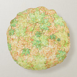 Almofada Redonda Folha de abstrato acer no chão arranhado, em bege