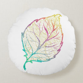 Almofada Redonda Folha de folha elegante, pastel, cor-de-rosa, dour