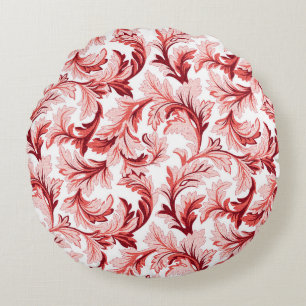 Almofada Redonda Folhas barrocas espirais venenosas, decorativas.