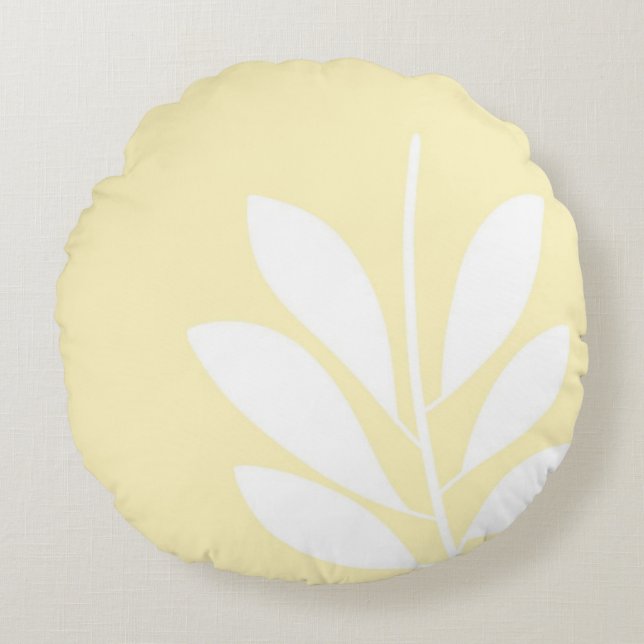 Almofada Redonda folhas de abstrato (Frente)