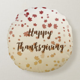 Almofada Redonda Folhas de Ação de Graças