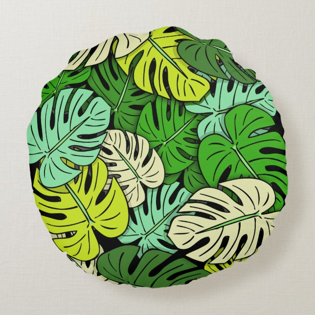 Almofada Redonda Folhas de Monstera #3 (Verso)