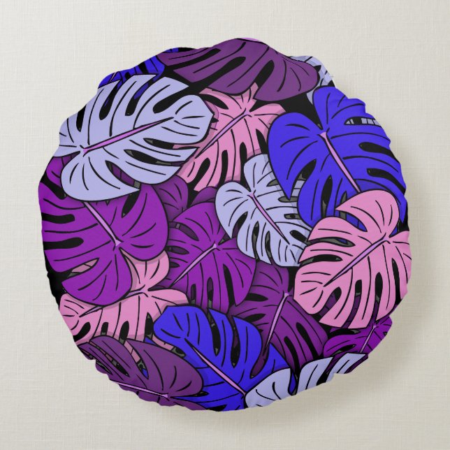 Almofada Redonda Folhas de Monstera #4 (Verso)