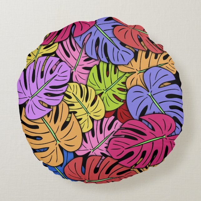 Almofada Redonda Folhas de Monstera #5 (Verso)