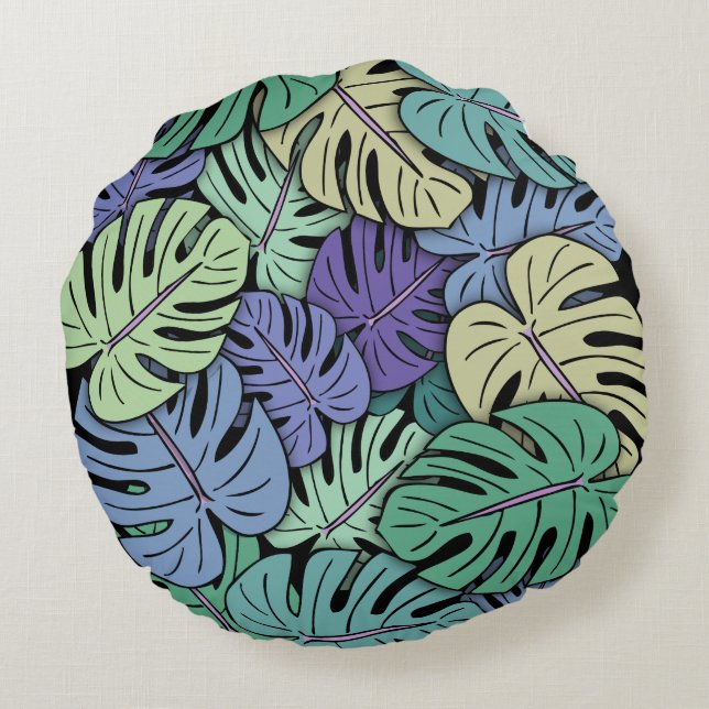 Almofada Redonda Folhas de Monstera #6 (Verso)