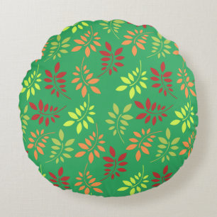 Almofada Redonda Folhas de outono coloridas em tons quentes